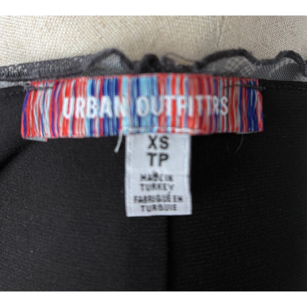 Urban Outfitters Black Mesh Mini Dress Abstract Print Layered XS - Picture 5 of 5